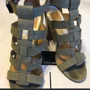 Olive Green Dolce Vita Gladiator Wood Heel Sandals